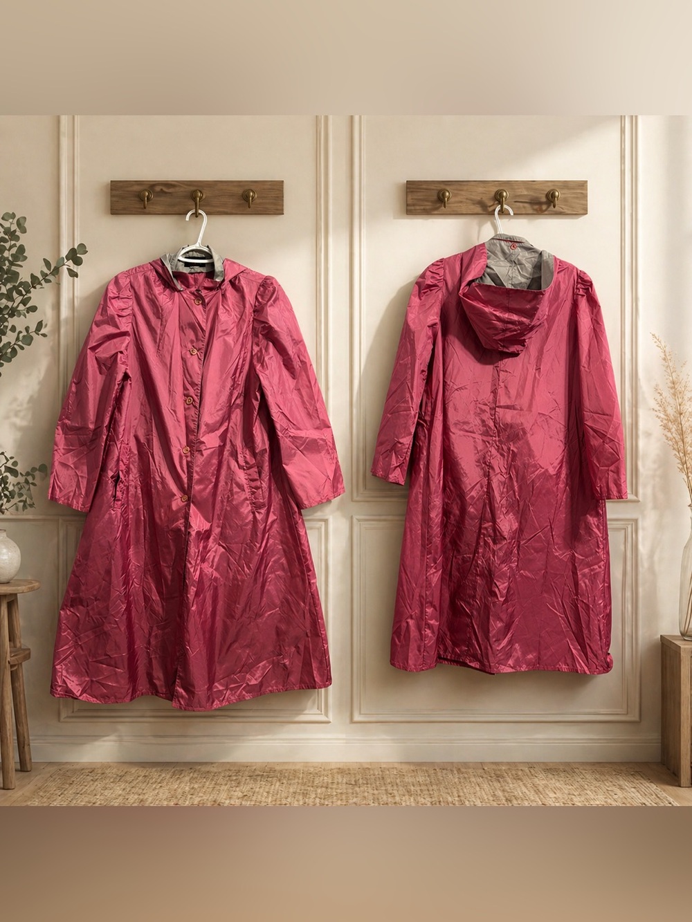 Vintage Totes Pink Raincoat Size 8 Hooded Lightweight Retro Coat trench stylish